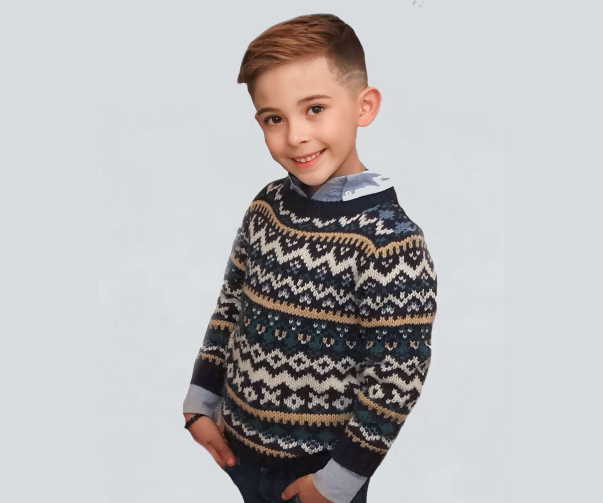 Stripes and Diamonds Crew-Neck Sweater for Boys