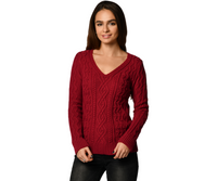 Braid Pattern V-neck Sweater for Women