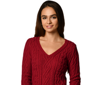 Braid Pattern V-neck Sweater for Women